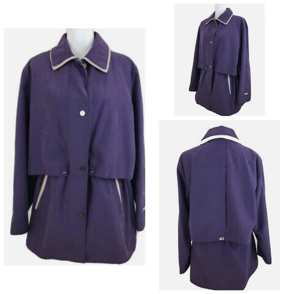 Purple Hooded Coat Zip/Outer Snaps SZ L - Picture 1 of 13